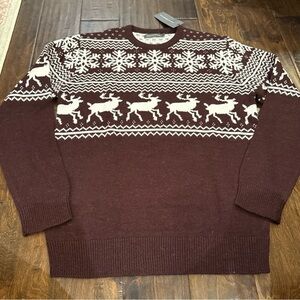 French Connection Reindeer Nordic Fair Isle Sweater Men’s size Medium NWT